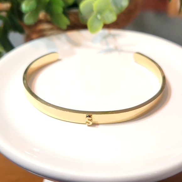 BaubleBar Gold Plated Initial S Cuff Bracelet - Picture 7 of 11
